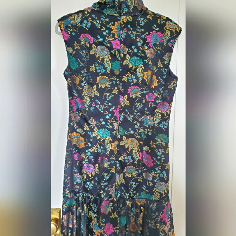 Asian Inspired Short Sleeved Dress by Moda International, Size 10, Black-multi